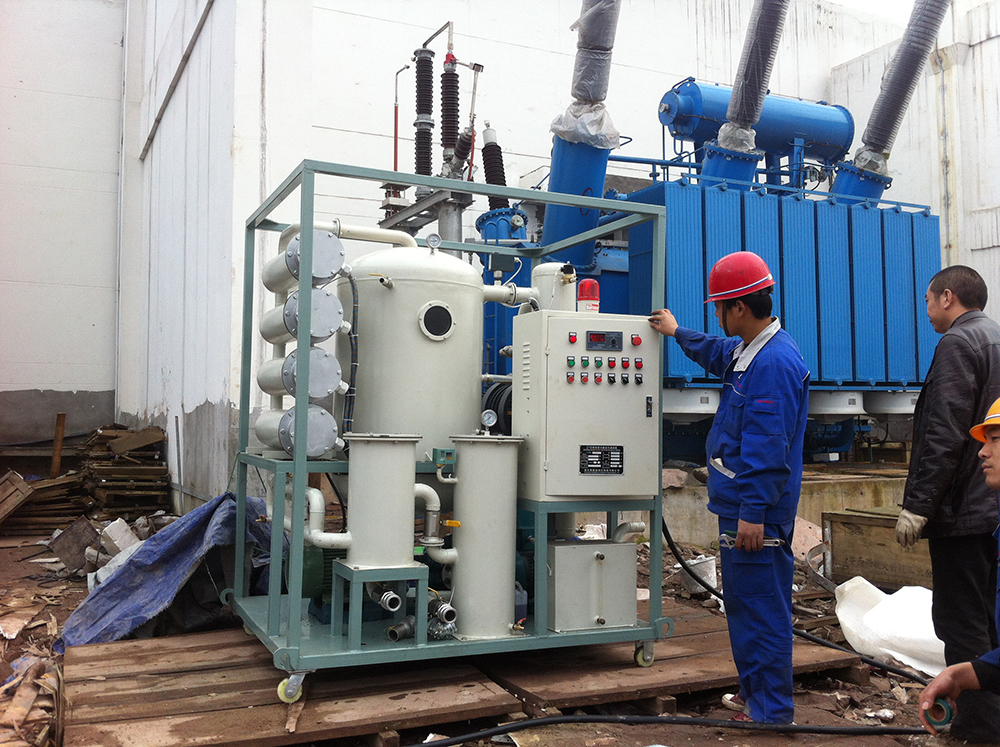 旗能電鋁變壓器安裝濾油現場